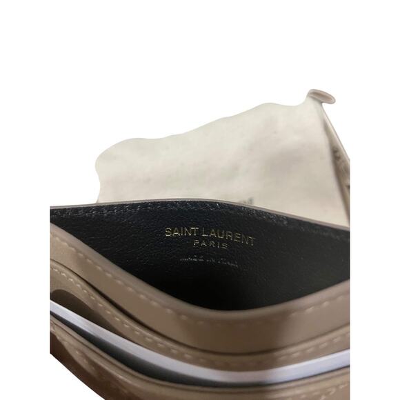 Saint Laurent YSL Cassandre Matelassé Lambskin Card Holder Case Dusty Grey - Picture 5 of 6